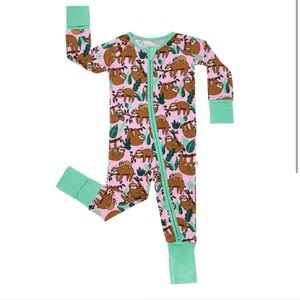 Little Sleepies Sleepy Sloths Pink Bamboo zippy 0-3